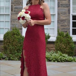 Dark red prom dress